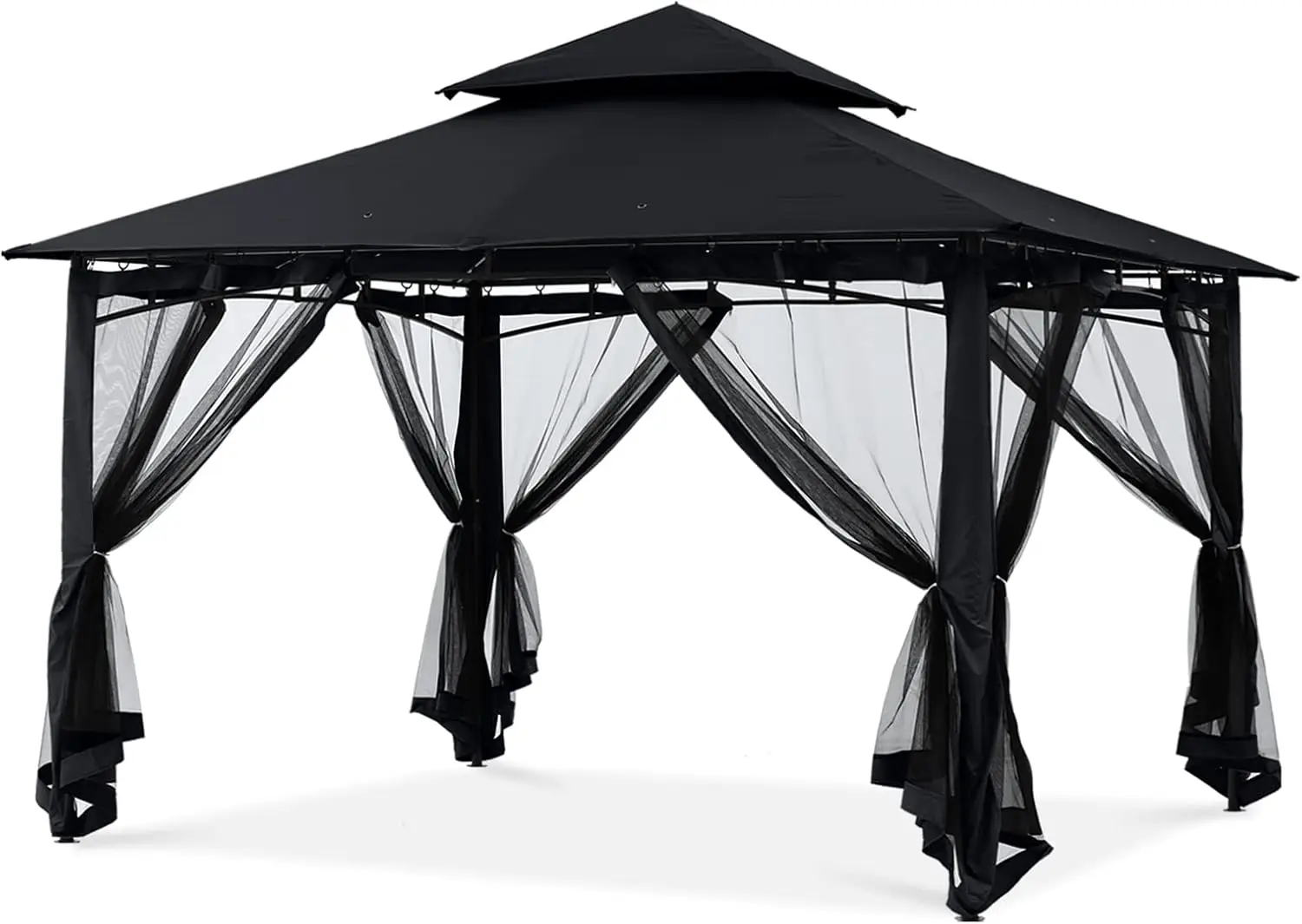 Outdoor Garden Gazebo for Patios with Stable Steel Frame and Netting Walls (10x10Black) Multi-use Rational Design