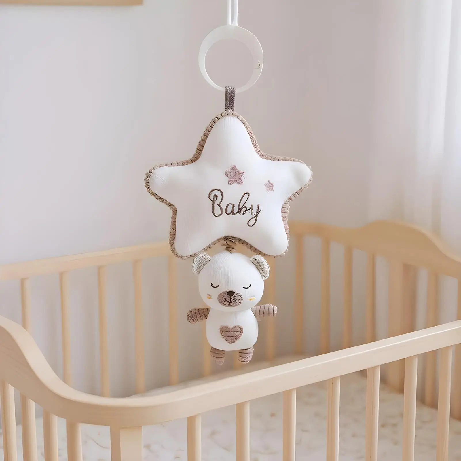 Baby Musical Toy Musical Rattle Baby Hangable Bunny Cute Bunny Doll With Music Box Yarn Knitting Art For Bassinet Cribs Pram Car