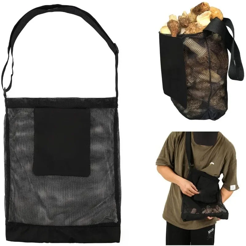 Multipurpose Mesh Foraging Bag Mushroom Hunting Bag Collapsible Fruit Gathering Basket for Outdoor Camping