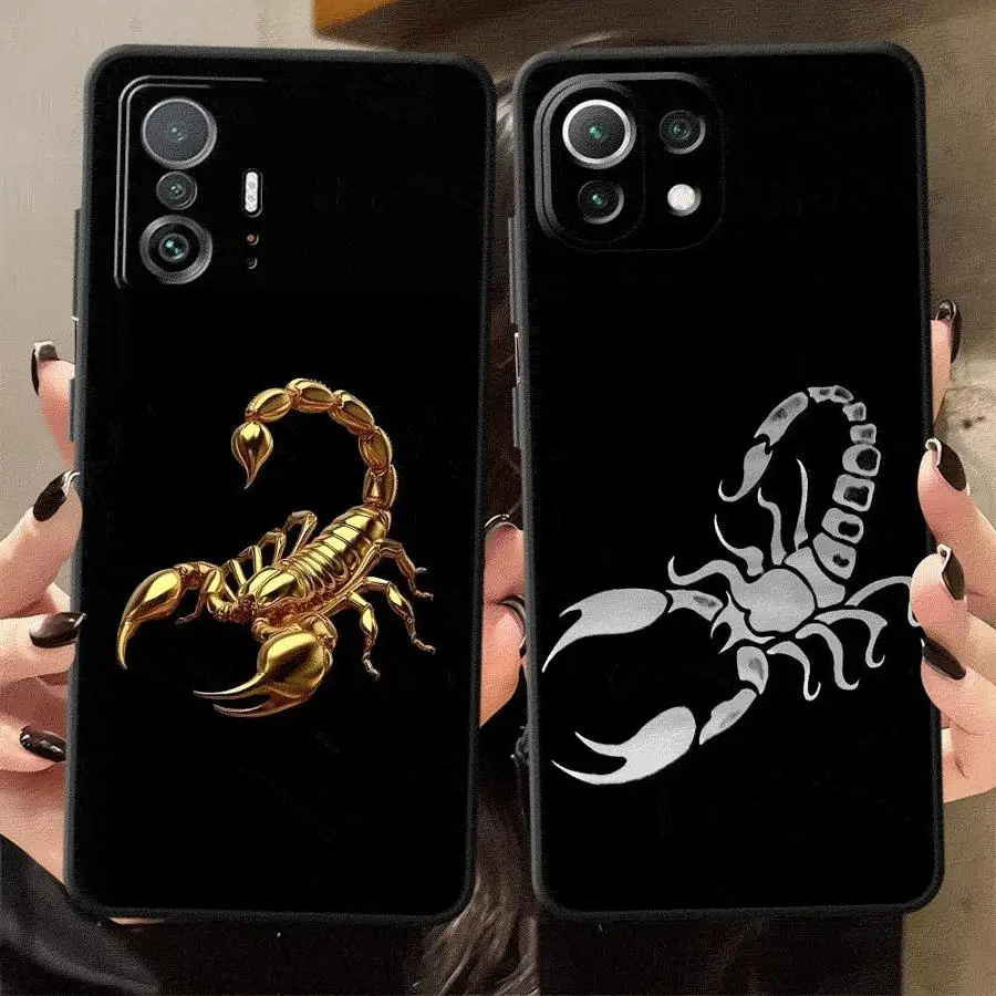 Black Soft Phone Cover Case for Xiaomi Mi 11 12 13 Lite 10T 11T 12T Pro 12X 13 14 15 Pro Scorpion Pattern Design