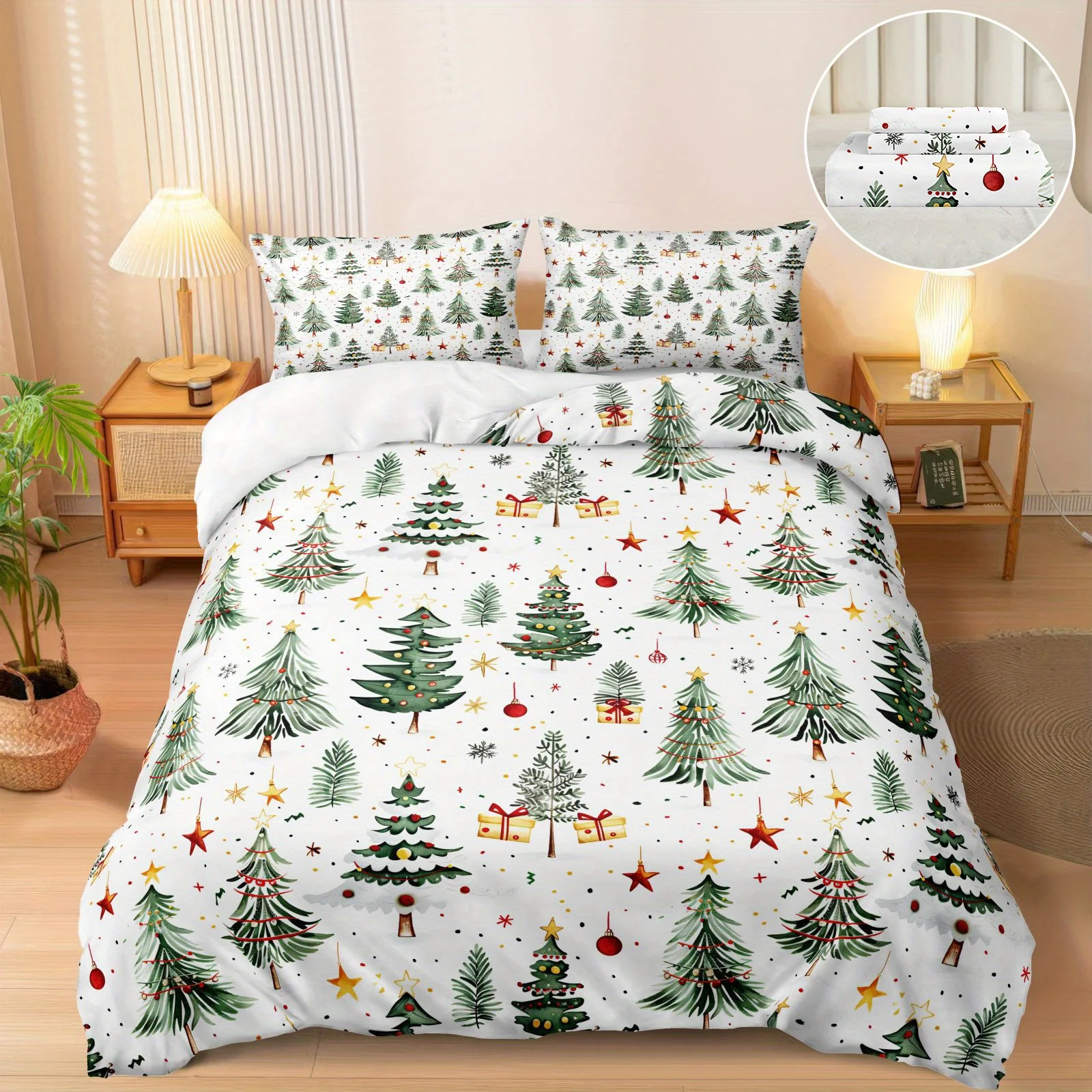 Weihnachtsbaum Bettwäsche Set 3D Gedruckt Bettbezug Set Einzel Twin Doppel Größe Wohnkultur Bettbezug Set Weihnachtsgeschenk für Kinder – Detail 4