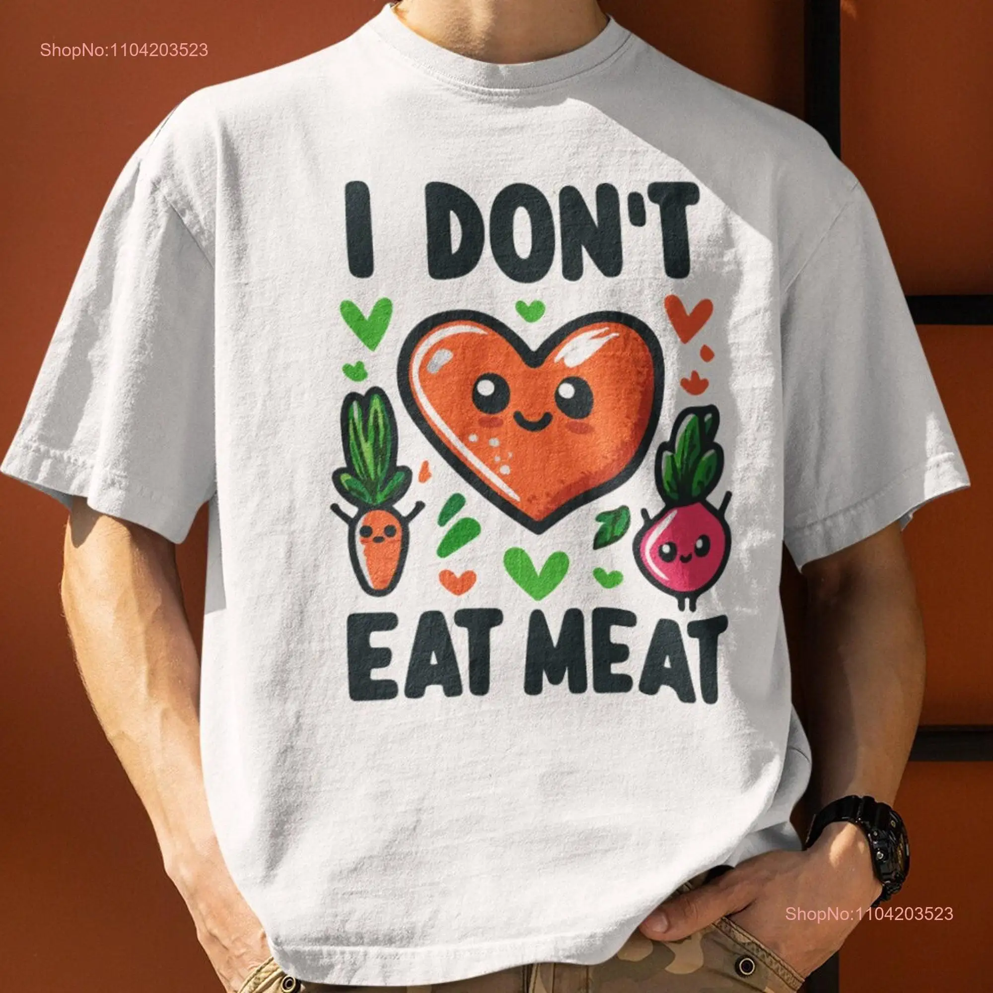 I Don't Eat MeaT T Shirt Vegan Cute Vegetarian Vegetable Lover Herbivore long or short sleeves