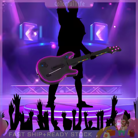 Wireless Guitar Controller 2.4G Console Remote Joystick with Strap &amp; Wireless Dongle Guitar Handle for PS4 PS3 PC Guitar Hero