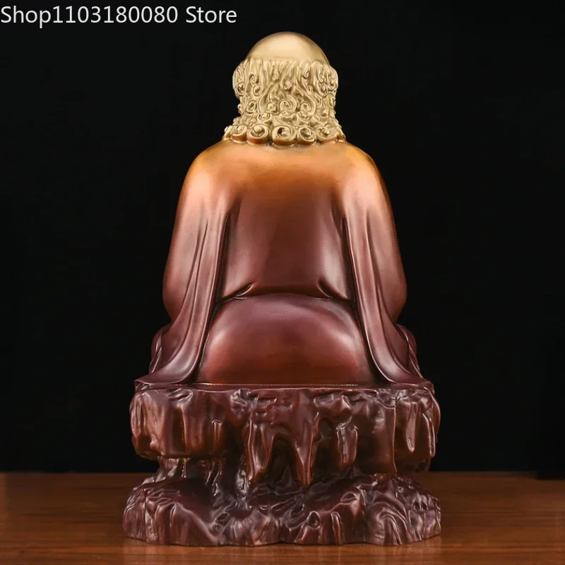 Painting Copper Bodhidharma Dharma buddha statue Arhat Monk Damo sculpture Chinese Zen decor ,38cm,Large size