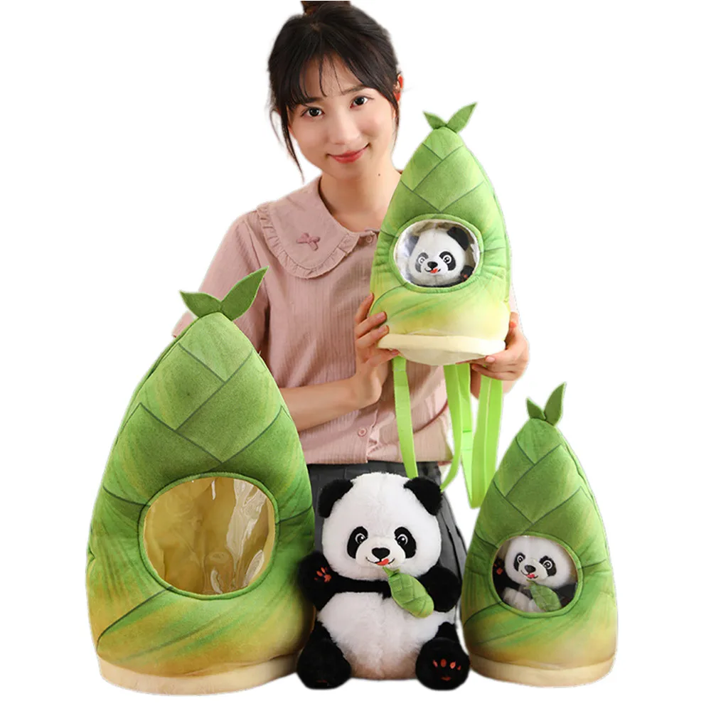 

Creative Panda Doll Hiding in a Bamboo Shoot Plush Bag Cushion Stuffed Animal Panda Bear Hug on the Bamboo Toy for Kids Birthday