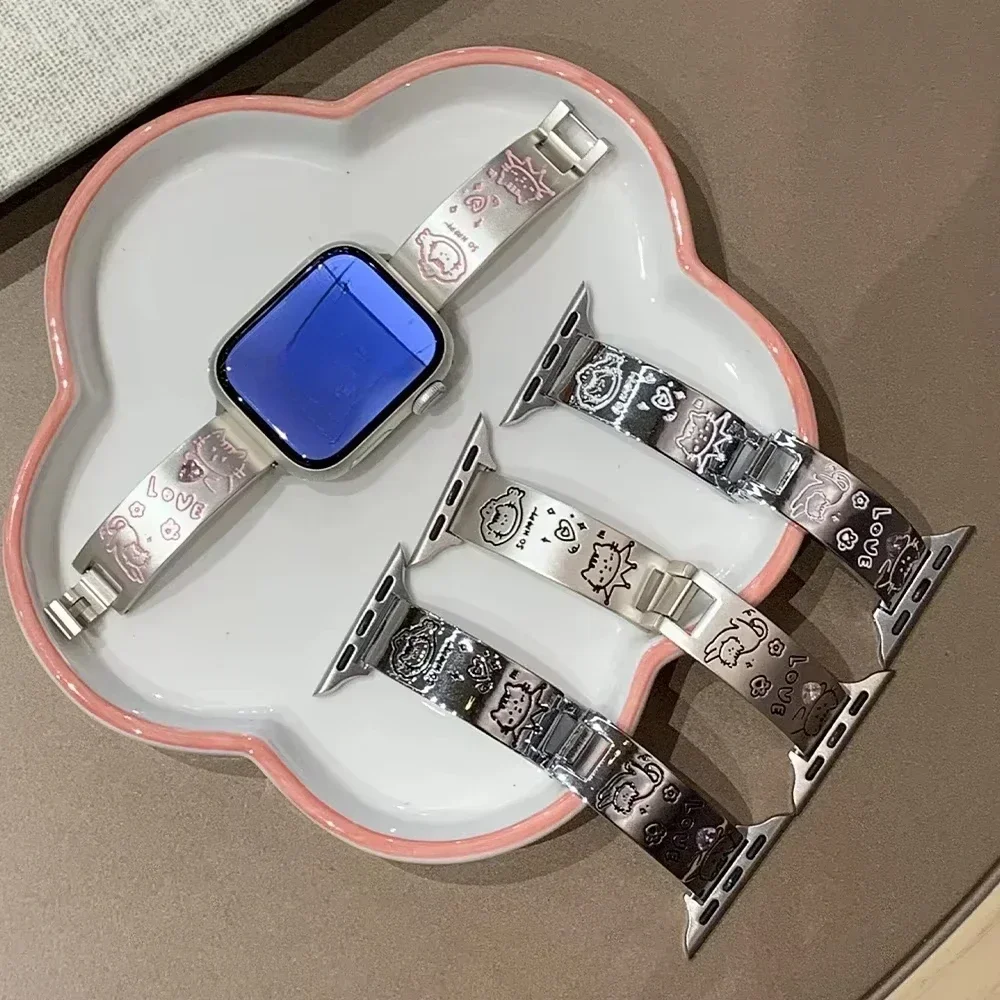 

Metal Stainless Steel Band For Apple Watch Ultra 2/1 49mm 42mm 46 41 45mm 40 44 Women Bracelet for Iwatch 10 9 8 7 6 5 SE Strap