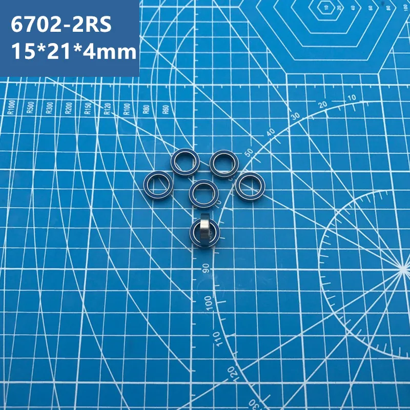 

10pcs Blue Sealed Ultra-Thin Section Deep Groove Ball Bearing 6702RS High Quality 6702-2RS 15mmx21mmx4mm Precision Applications