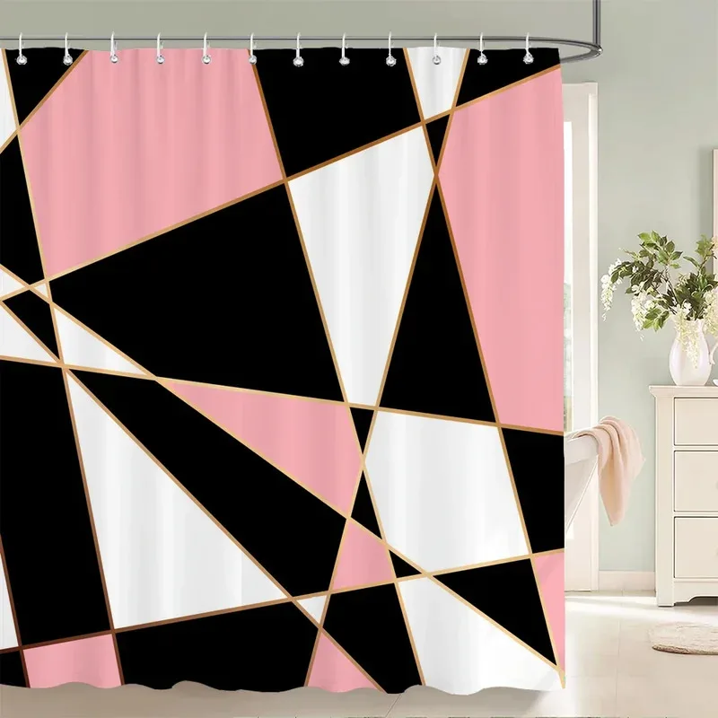 

JHB23Geometric Printed Shower Curtain for Bathroom with hook 3D marble pattern Hexagons Waterproof Polyester Fabric Bathroom9Kj(