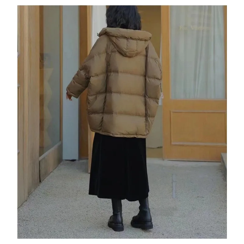 Women's Off-season New Down Jacket Mid-length Hooded Plus Size Loose Fit Maternity Thickened Outerwear Down Jacket Women