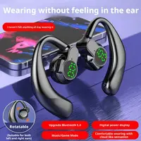 1/2 pièces sans fil 360 °   Écouteurs Bluetooth 5.4 rotatifs à une seule oreille avec crochets auriculaires, suppression du bruit, pour le sport, sans fil 3