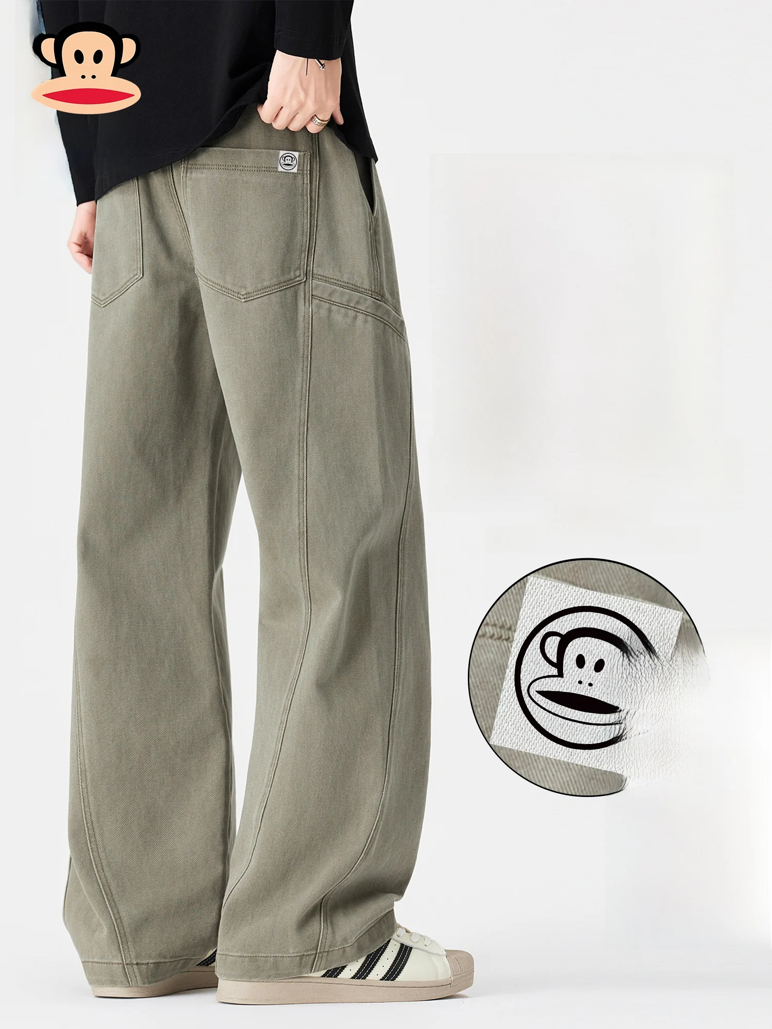 

Мужские зимние брюки Paul Frank American Style свободного кроя из утолщенного чистого хлопка, повседневные прямые брюки для отдыха, комфортные