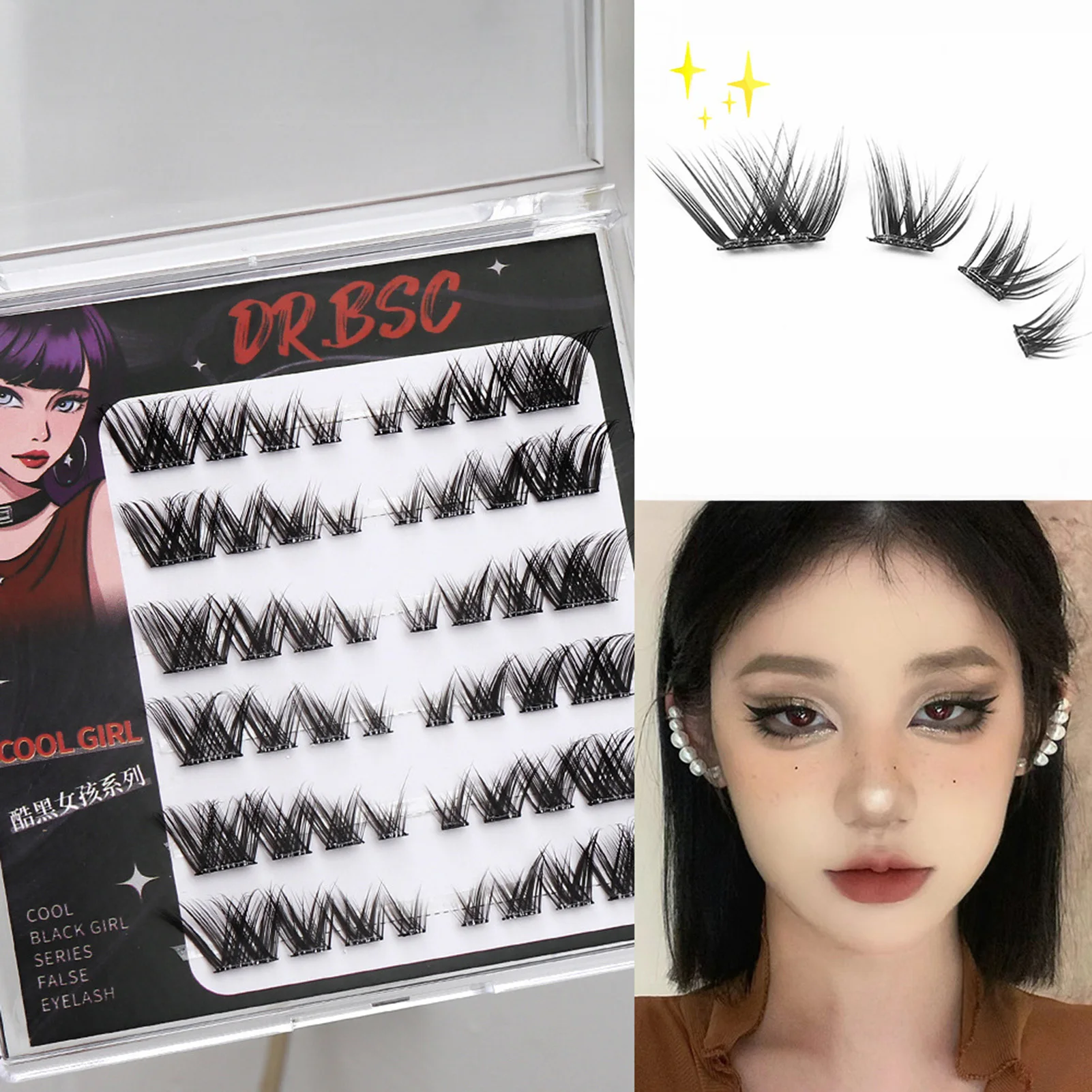 6 Rows No Glue False Eyelashes 7-12mm Individual Natural Manga Lashes Clusters DIY Eyelashes Extension Self Adhesive Eyelashes