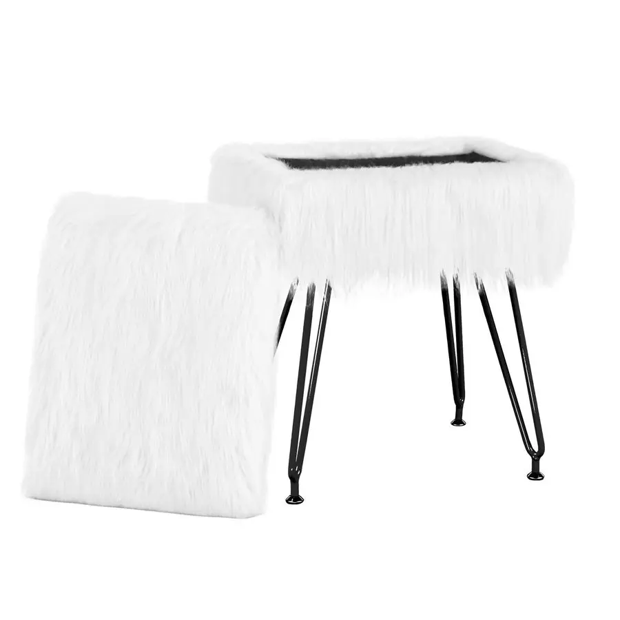 

Vanity Stool Chair with Storage, Soft Ottoman Seat Vanity Stool with AntiSlip Feet, Fluffy Padded Seat Multifunctional Footrest