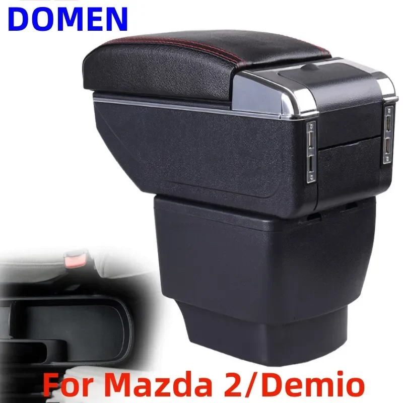 

For Mazda 2/Demio Armrest box Original dedicated central armrest box modification accessories Dual Layer USB Charging