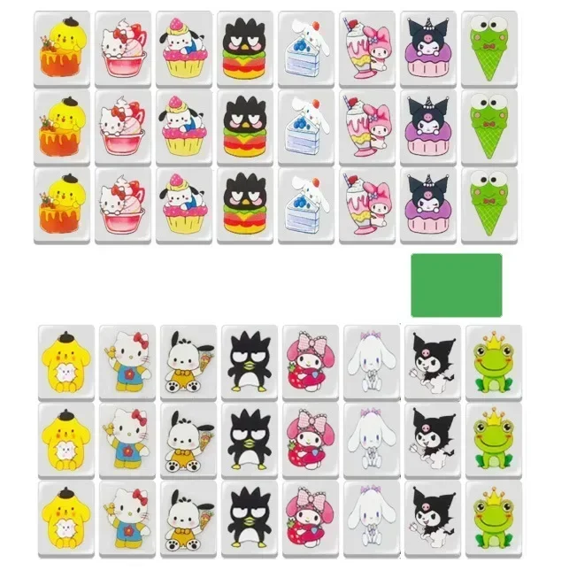 Miniso 64+1 Blocks Sanrio Hello Kitty Series Seaside Escape Mahjong Game Tiktok Popular Game Double Play Party Puzzle Toy