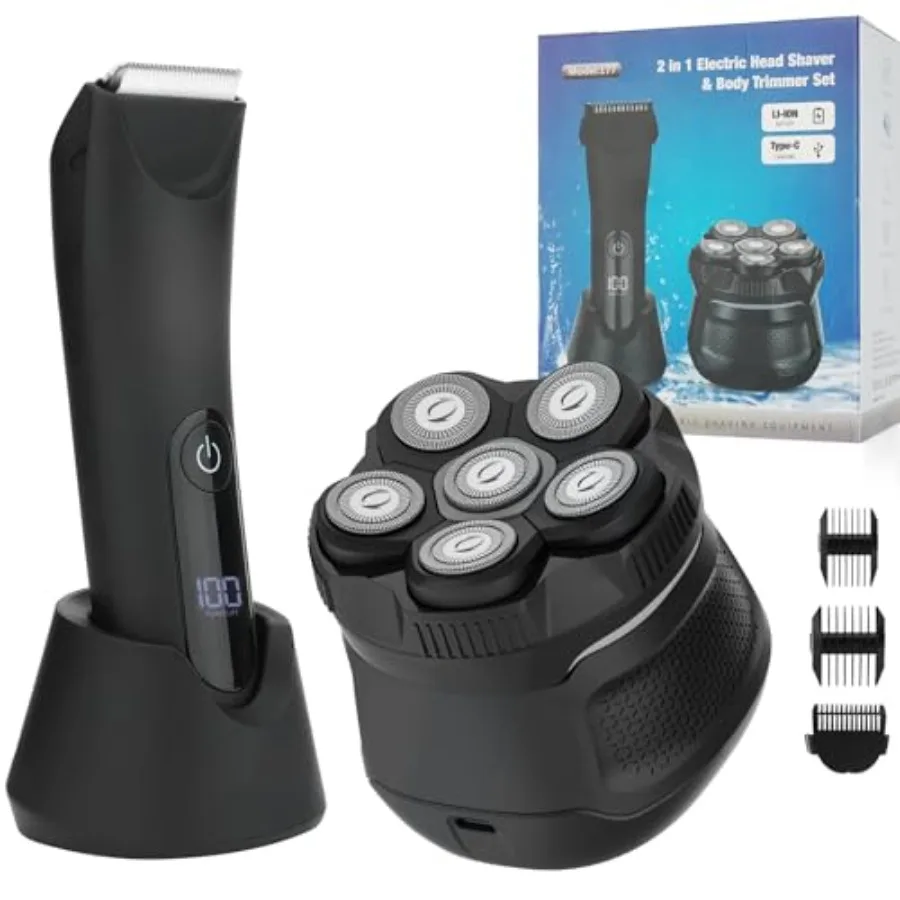 

Body Hair Trimmer and Head Shavers for Bald Men, Ball Pubic Hair Trimmer, Head Electric Shavers Razor Kit, Ball Body Groomer fo