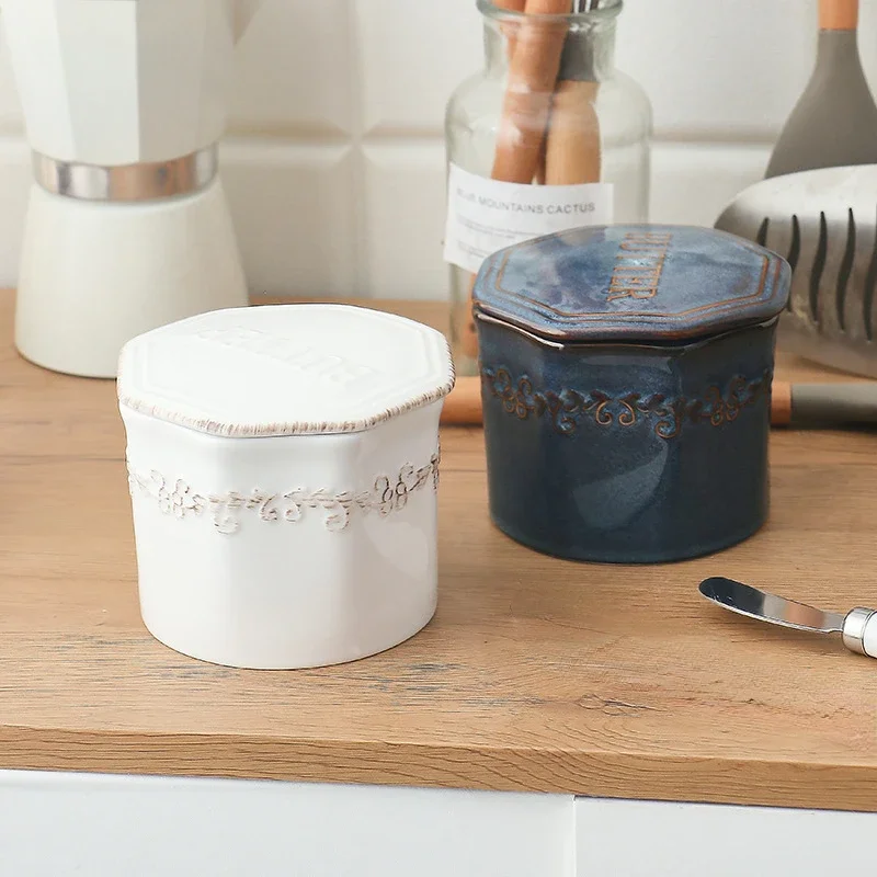 

Кастрюля для французского масла с крышкой для кухонной столешницы, керамическая тарелка для мягкого масла с ножом, контейнер для сыра с водяной линией