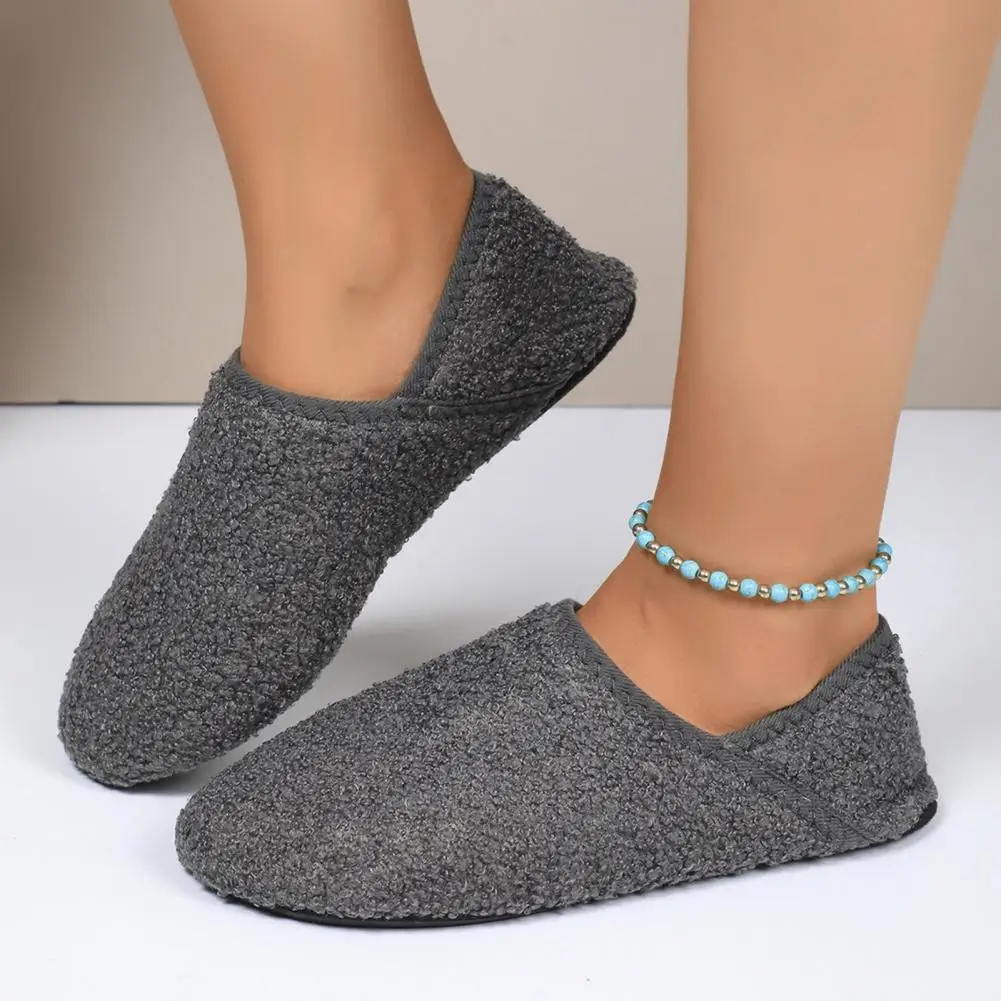 Indoor Shoes Indoor Fitness Shoes with Soft Plush Anti-slip Sole Wide Toe Box Machine Washable House Slippers Relieving Heel