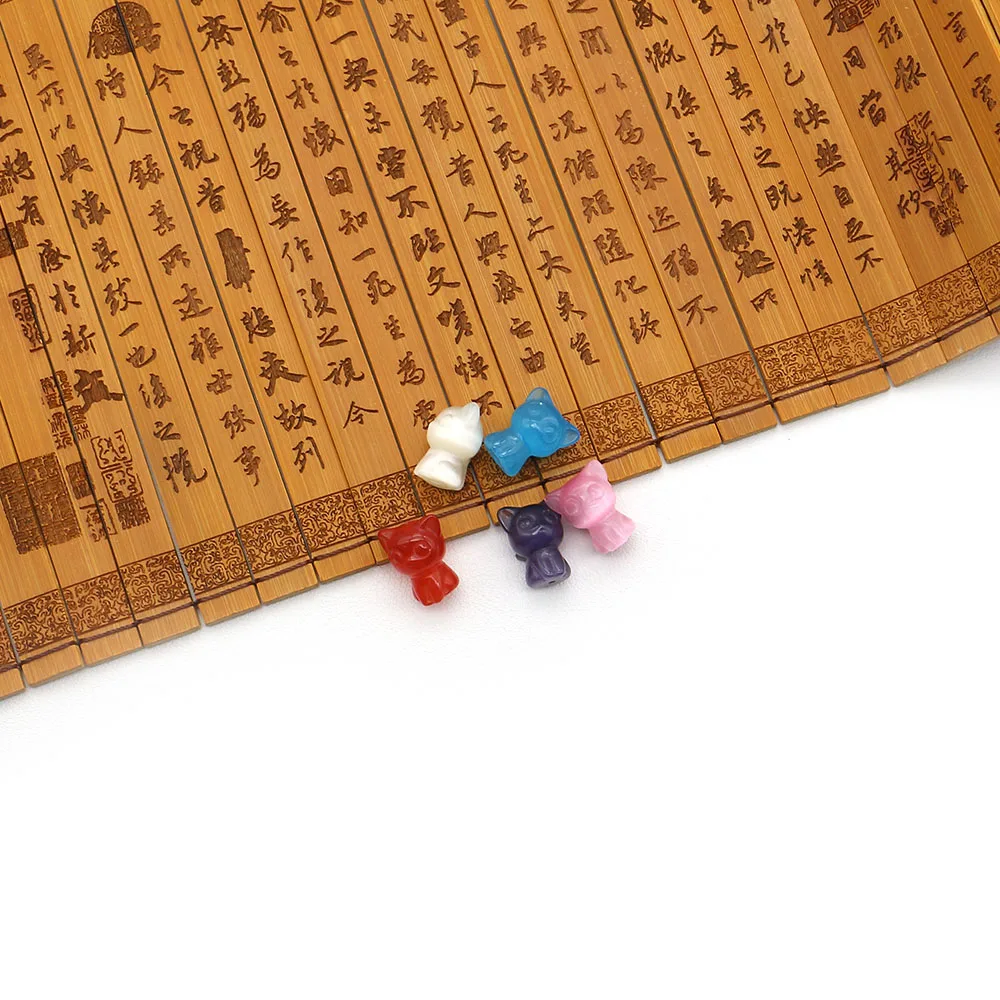 

Multi-color 13x16mm Straight Hole Small Fox Shape Natural Cat Eye Stone Loose Bead for Handmade Necklace Bracelet Jewelry Gift
