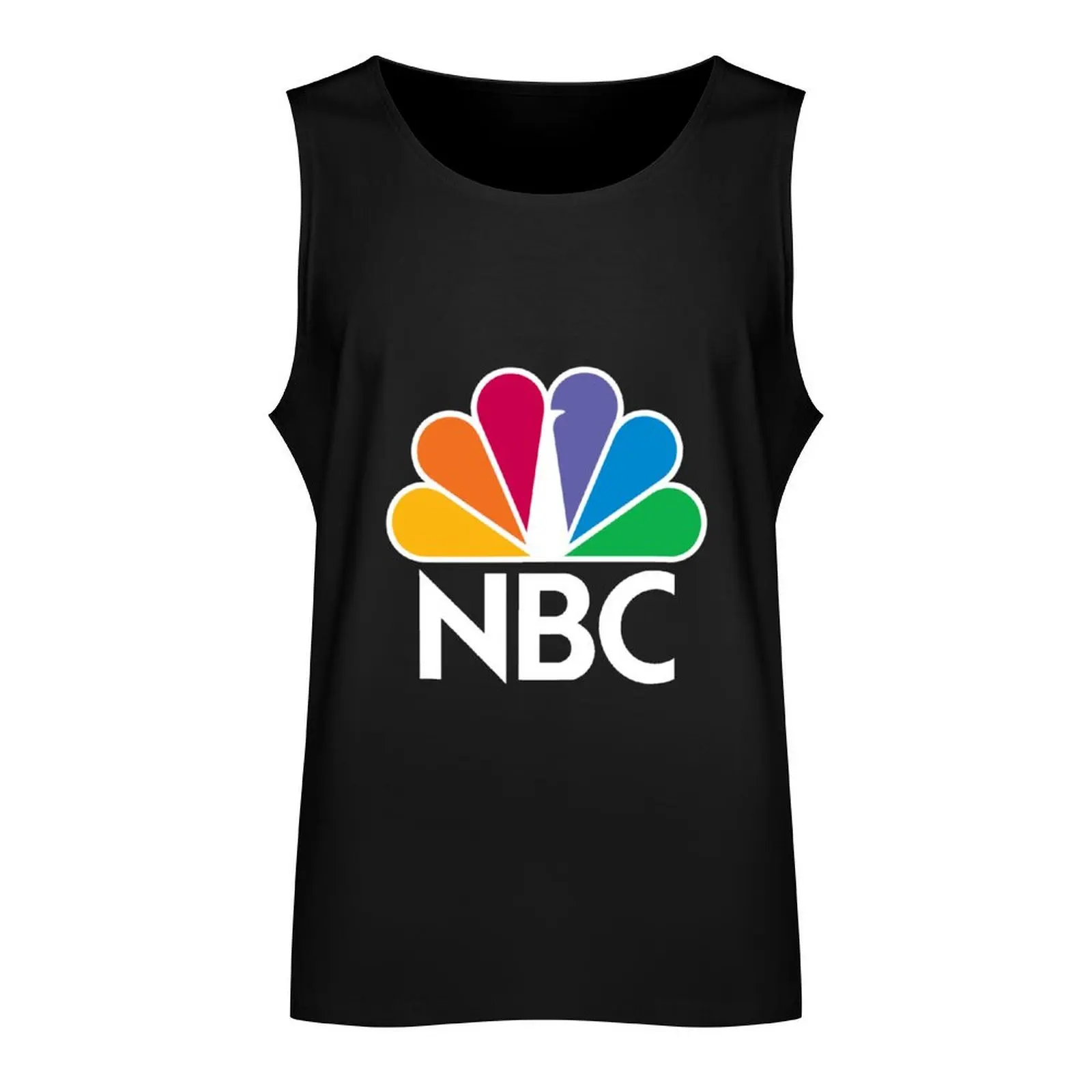 NBC Logo - White Tank Top sleeveless t-shirts for men gym