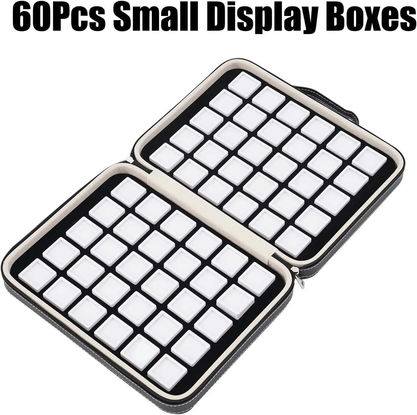

60Grids Gemstone Gems Organizer Display Box Jewelry Storage Box Luxury Diamond Collection Case w/Transparent Lid&Recessed Design