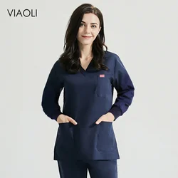 V-neck Long Sleeved Spa Uniforms Scrub tops+Pants nurse scrubs uniforms Health&Beauty Work Wear doctor costume women Wholesale