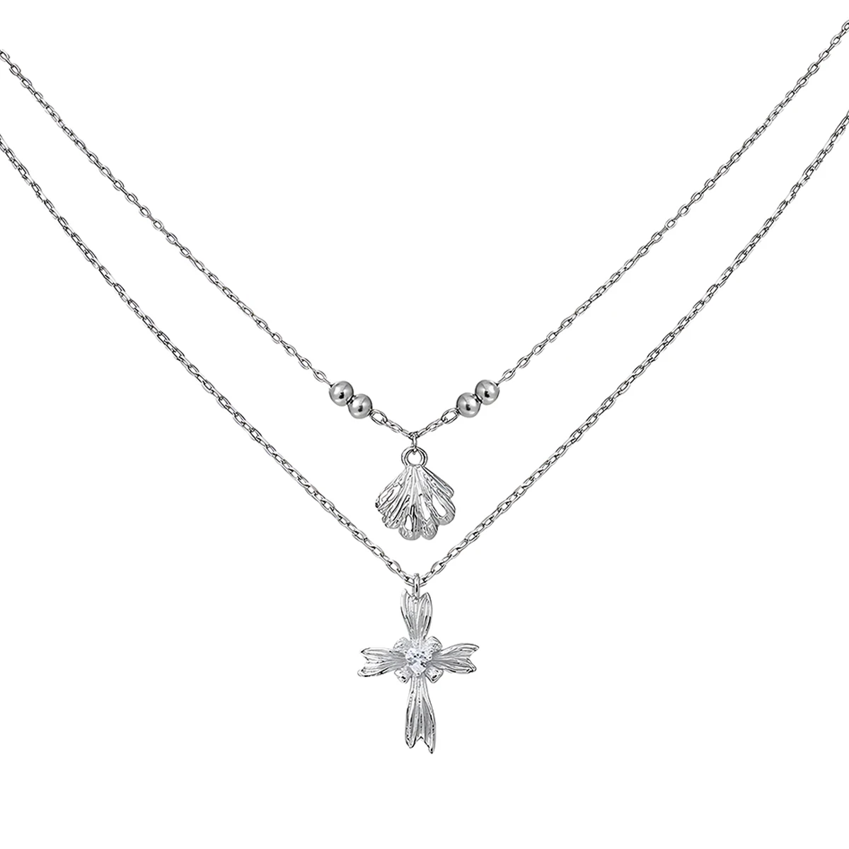 

Оригинальное минималистское ожерелье с крестом «рыбий хвост» для женщин, элегантное и универсальное серебро S925, холодный тон, эстетичное