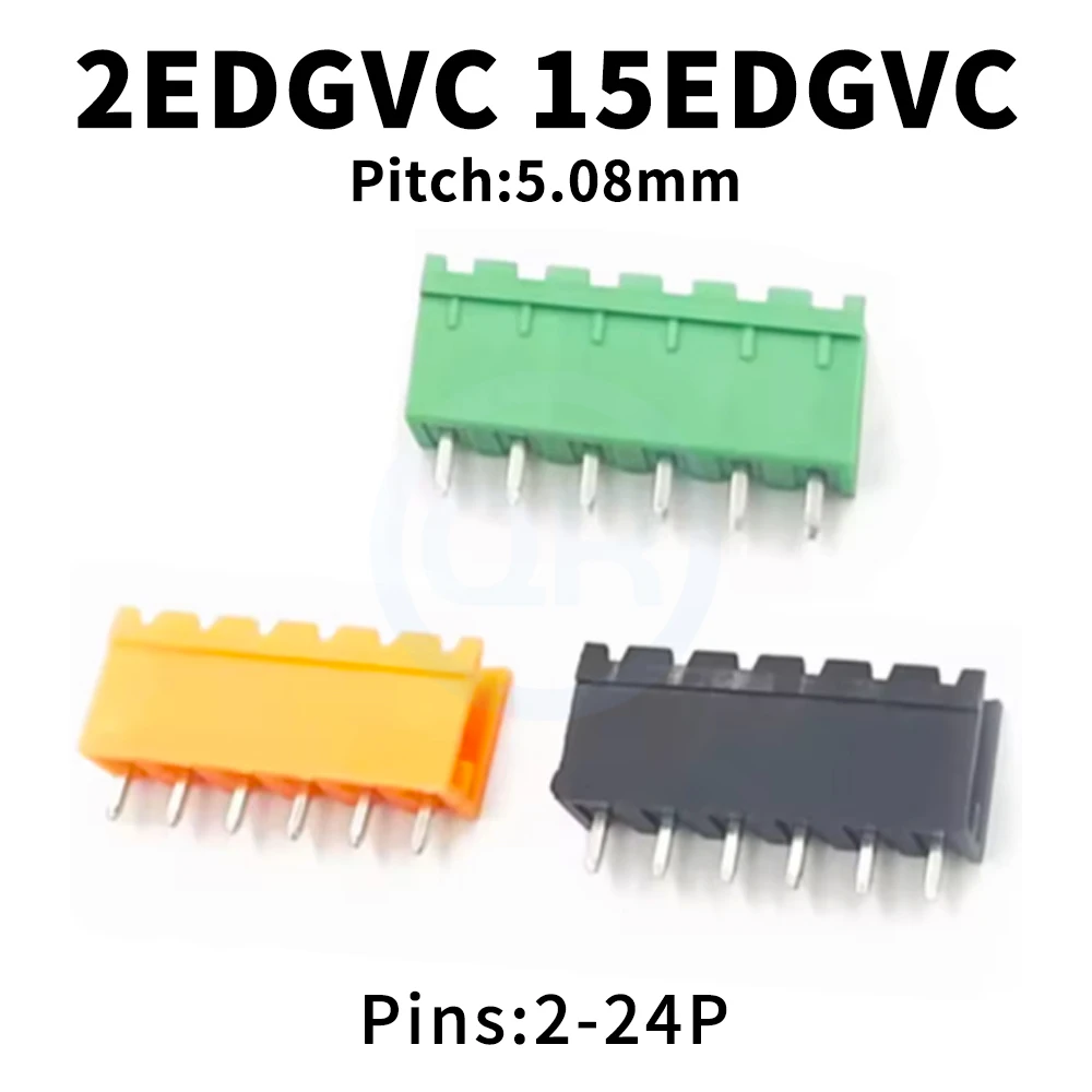 (10 Pcs) KF 2EDGV 5.08mm open straight pin Green PCB terminal block male and female Pair plug JM 15EDGV 5.08 header 2EDG