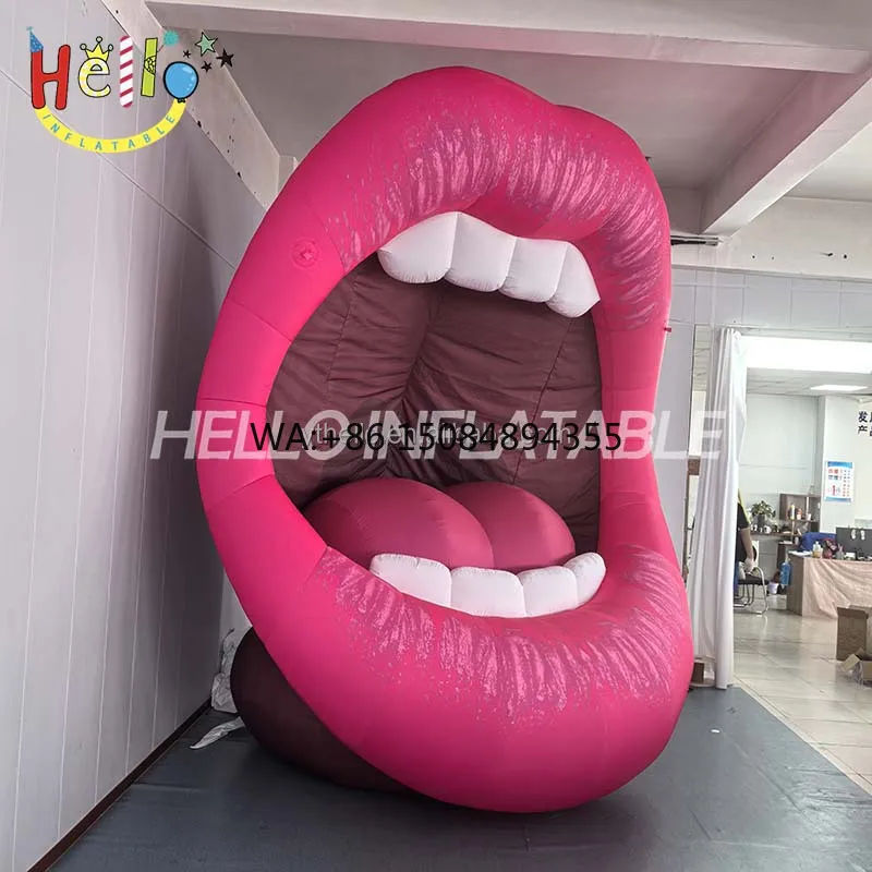 Large Custom Inflatable Pink Lips with Realistic Print for Bar, Carnival & Advertising Decoration