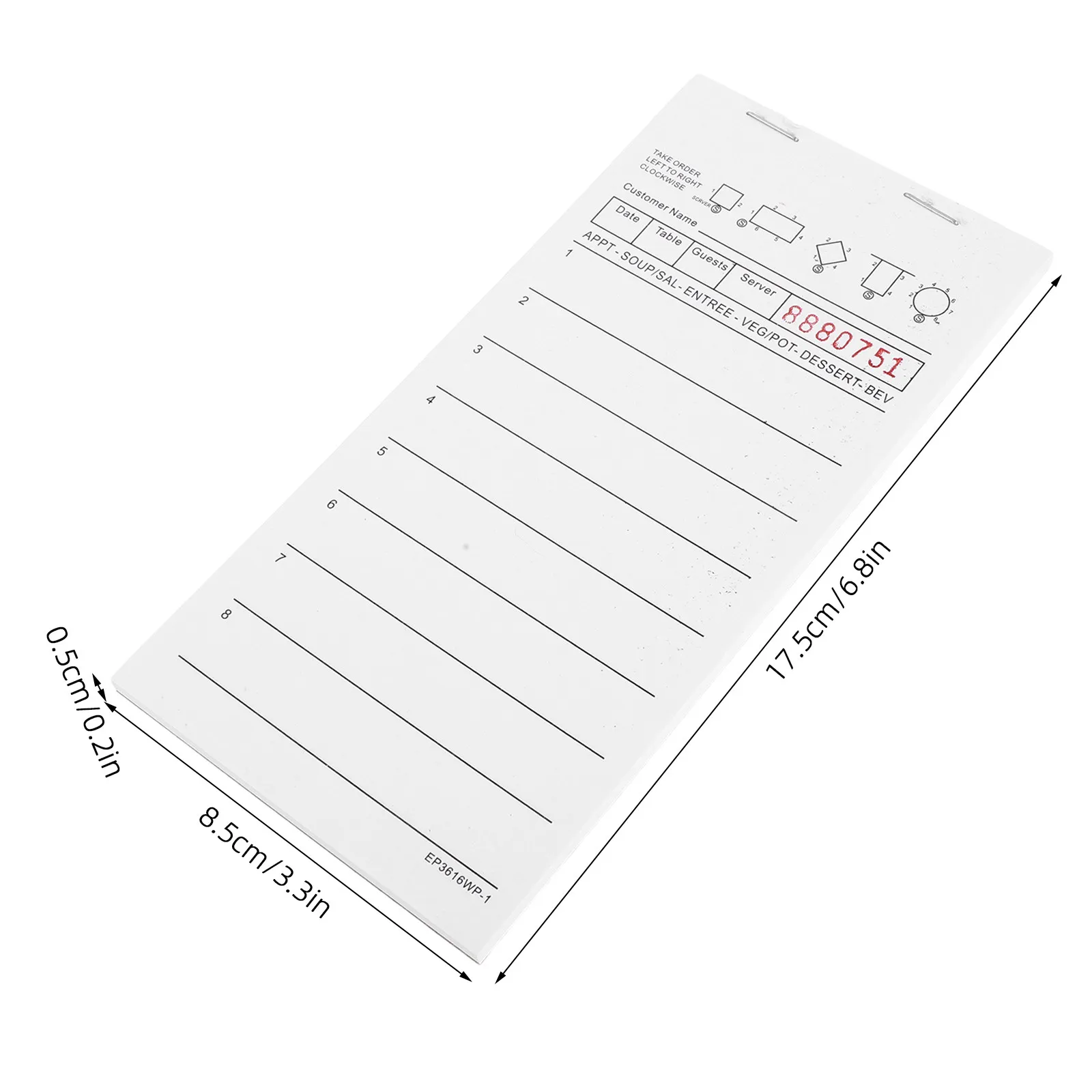 5Pcs Server Note Pads Guest Checks Books Numbered Waitress Notepads for Restaurant Bar Cafe Food Trucks Hotels Food Receipt Book