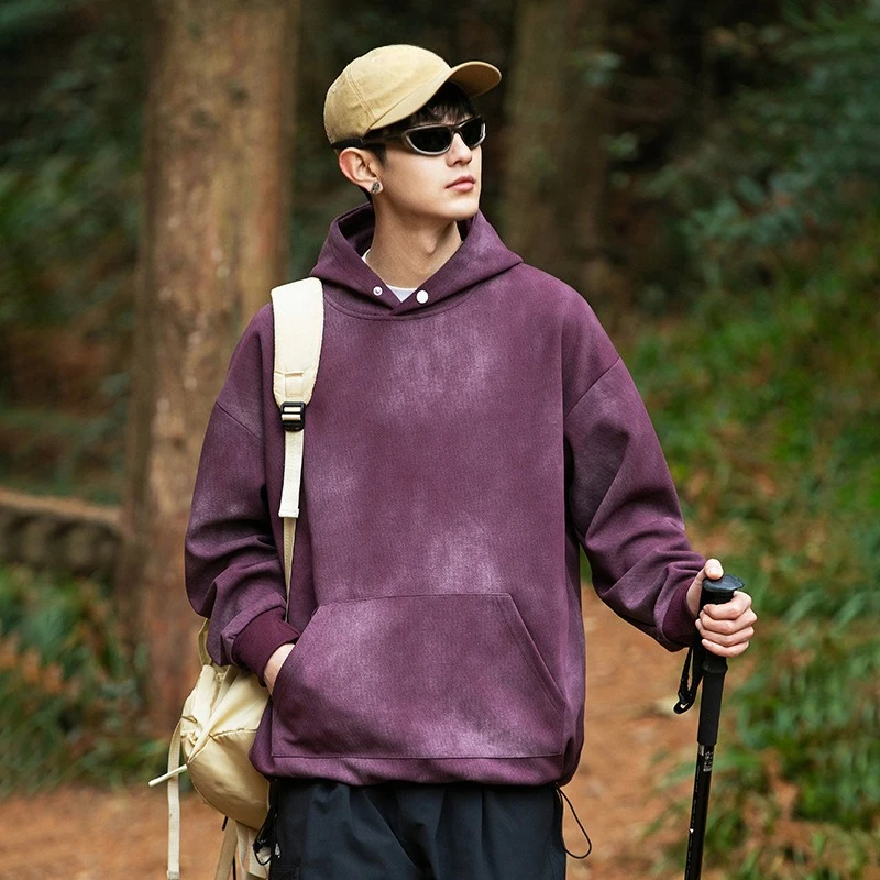 

Новая мужская осенне-зимняя толстовка с капюшоном, модная, подходящая для занятий спортом на открытом воздухе, универсальная, с крашением спреем, модная индивидуальность