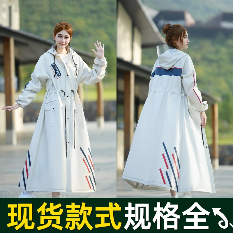 أزياء إيفا الخصر كامل الجسم ملابس ضد المطر نمط طويل سيارة كهربائية معطف واق من المطر المضادة للعواصف الممطرة الكبار تمديد المطر الرأس #6