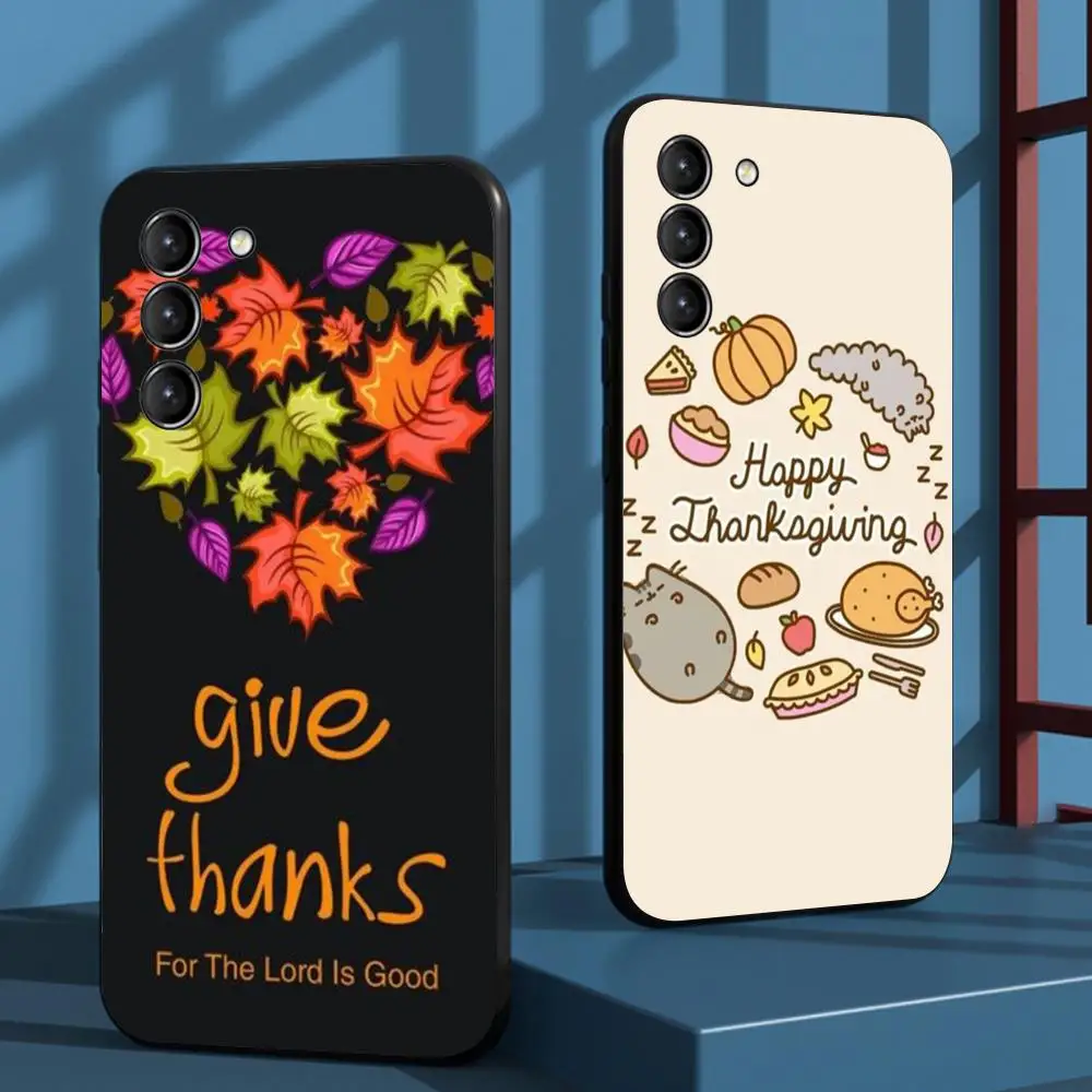 Thanksgiving Day fashion pattern design Phone Case For Samsung Galaxy S26 S25 S24 S23 S22 S21 Plus Ultra Note20 Soft Black