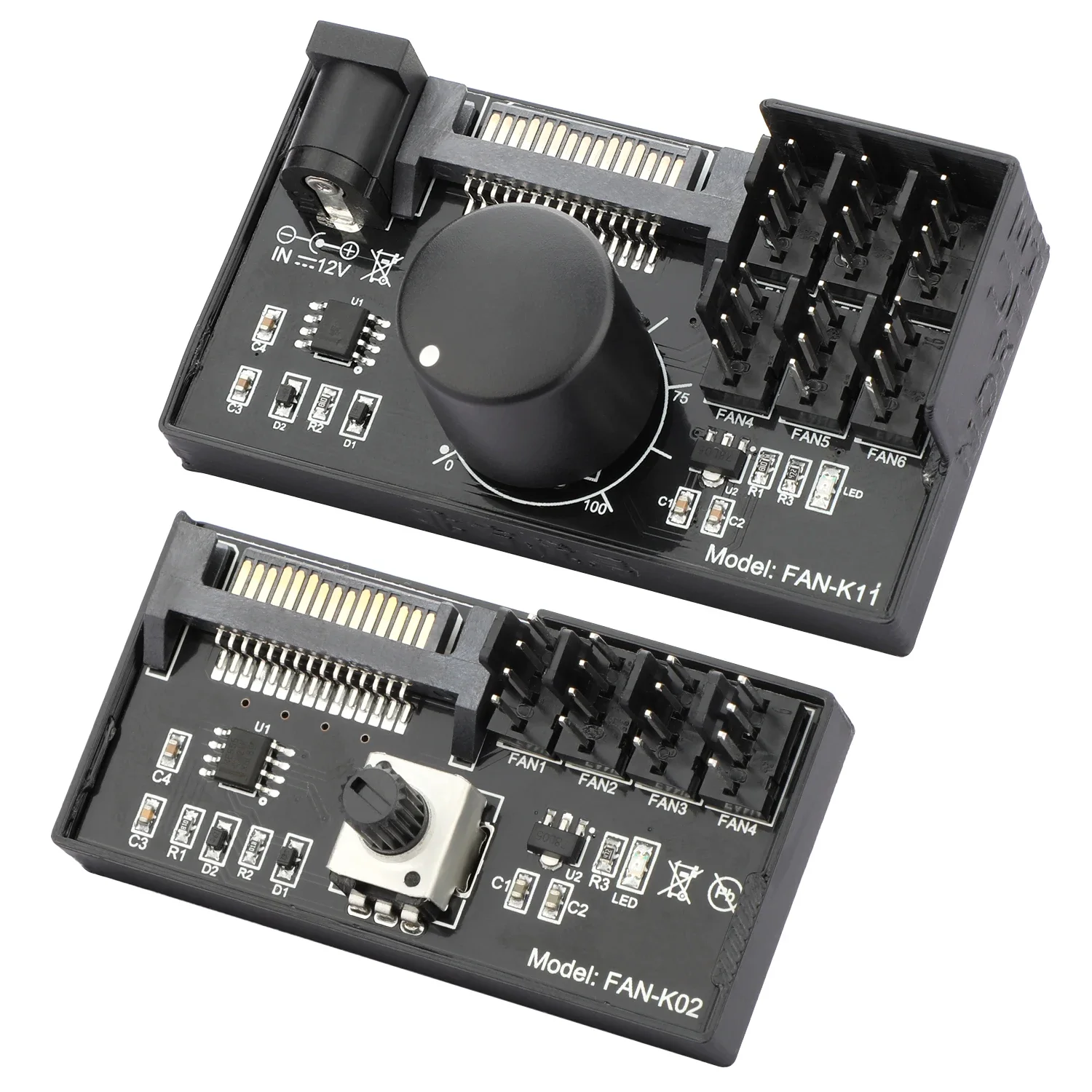 

SATA DC power supply 4-pin fan speed regulator NAS server speed regulator 6-way PWM fan HUB control