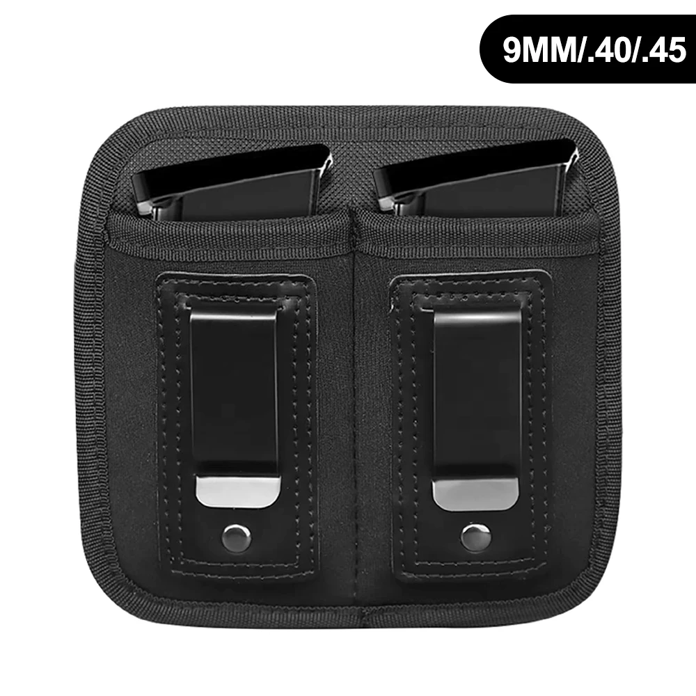 Double Magazine Pouch for 9mm .40 .45 .380 .357 IWB & OWB Mag Holster with Clip Concealed Cary Mag Holder for Double Stack