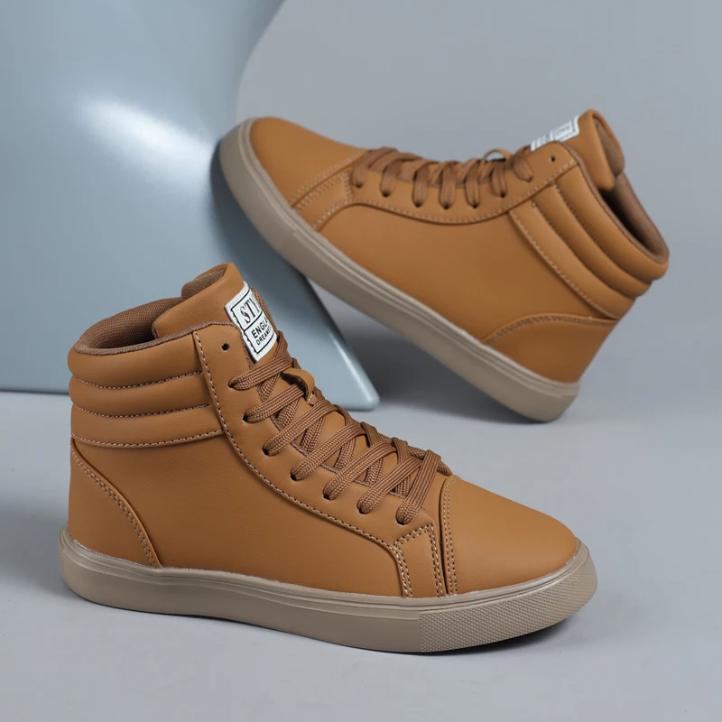 

2025 весенние модные красные мужские кроссовки, высокие туфли для скейтбординга для мужчин и женщин, удобные кожаные кроссовки унисекс