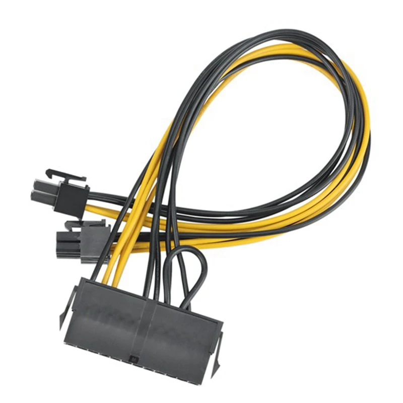 Adaptador convertidor PSU ATX de 24 pines hembra a PCI-E Dual de 6 pines macho, Cable de alimentación GPU, 18awg, 30Cm, arrancador de puente