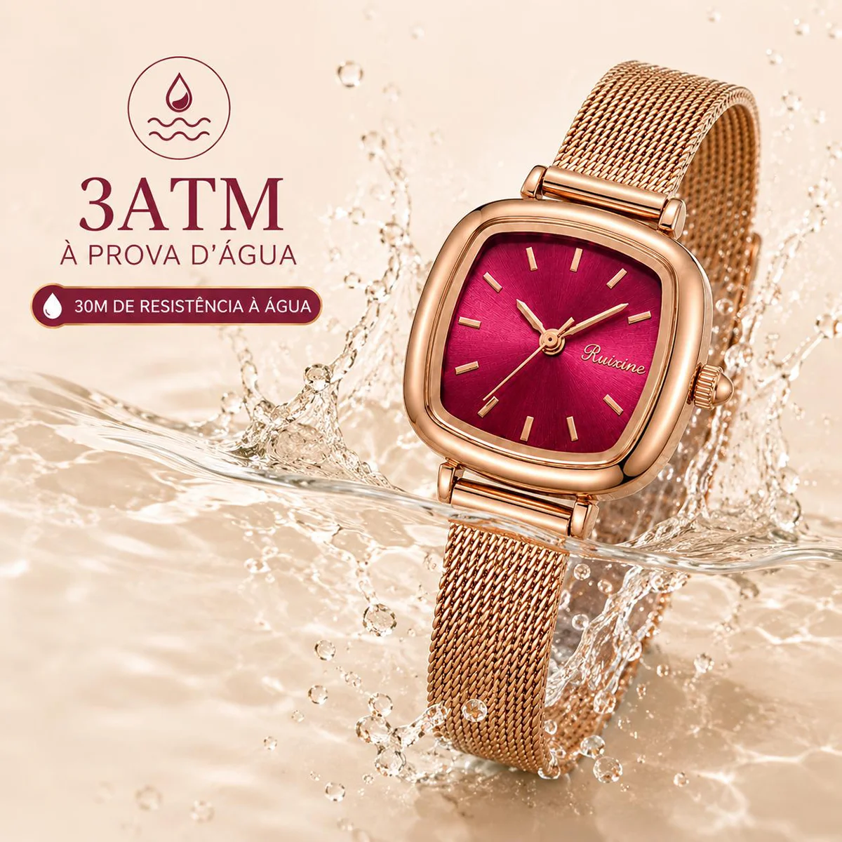 RUIXINE Elegant Square Women's - đánh giá và giá Anti-Magnetic Watch