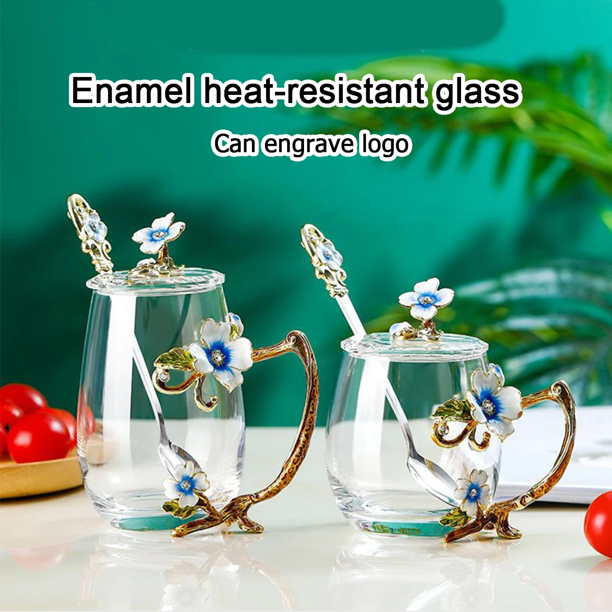 

(Можна гравировку логотипа) Эмалированные хрустальные чашки для воды для пар, термостойкий стакан для чая, кофейные чашки, бытовой стакан для молока