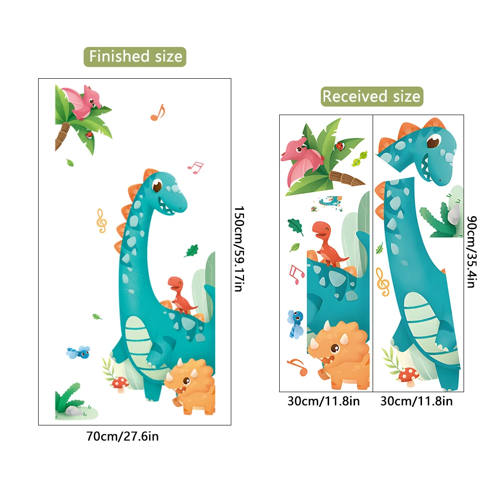 Cartoon Large Dinosaur Vinyl Wall Stickers for Kids Room Decor Removable Wall Decals Children room Nursery Animals Wallpapers