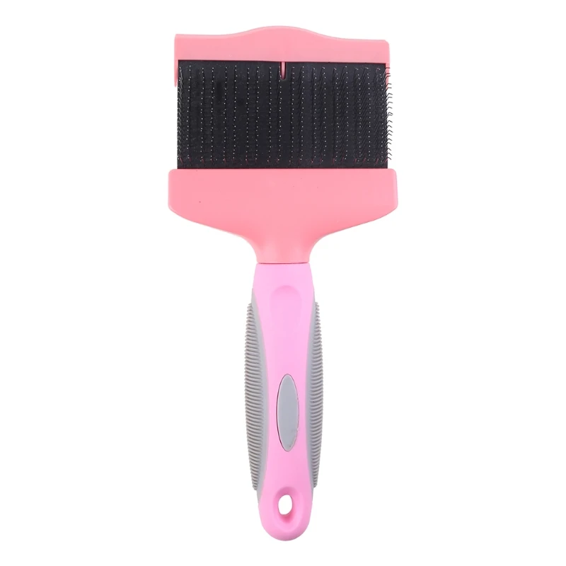 Pet Hair Brush Dogs Cats Fur Bristle Grooming Shedding Ergonomic Brush Pet Brush Stainless Steel Pin Fur Detangling Pins