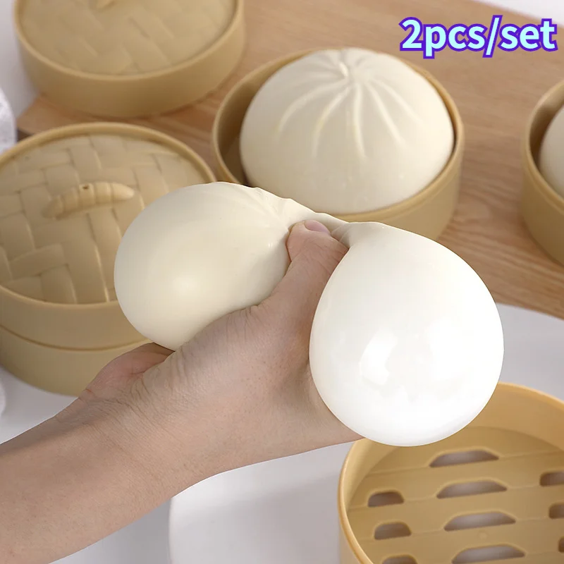 2 Pieces/set of Creative Fake Buns, Simulation Handicrafts, Large Buns, Venting and Pressure Reducing Toys, Slow Rebound Toys