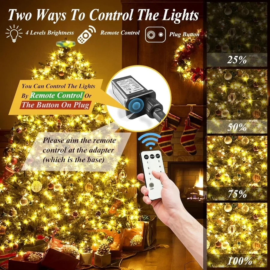 400 LED Christmas Tree Lights 6.6FT x 16 String Warm White Indoor Outdoor Use LED Lights with Remote Control Memory and Timing