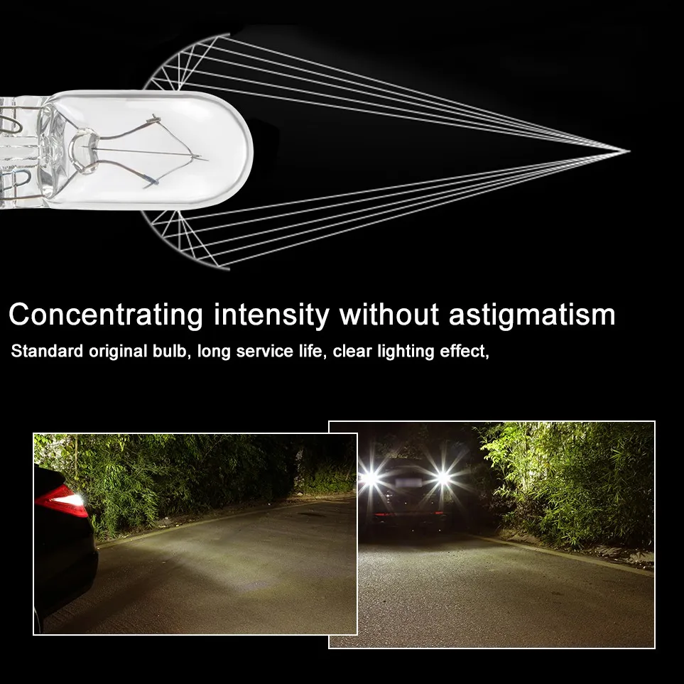 10Pcs T10 W5W LED Car Light Bulb Reading Light Car Halogen Bulb 194 168 For Car Gap Light Amber Blue Yellow Red Color Glass Lamp