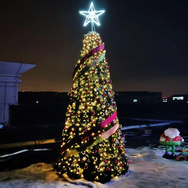 

High Quality Customizable Size Luxury Pre-Lit PET Artificial Christmas Tree Indoor with LED Lighting Ornament