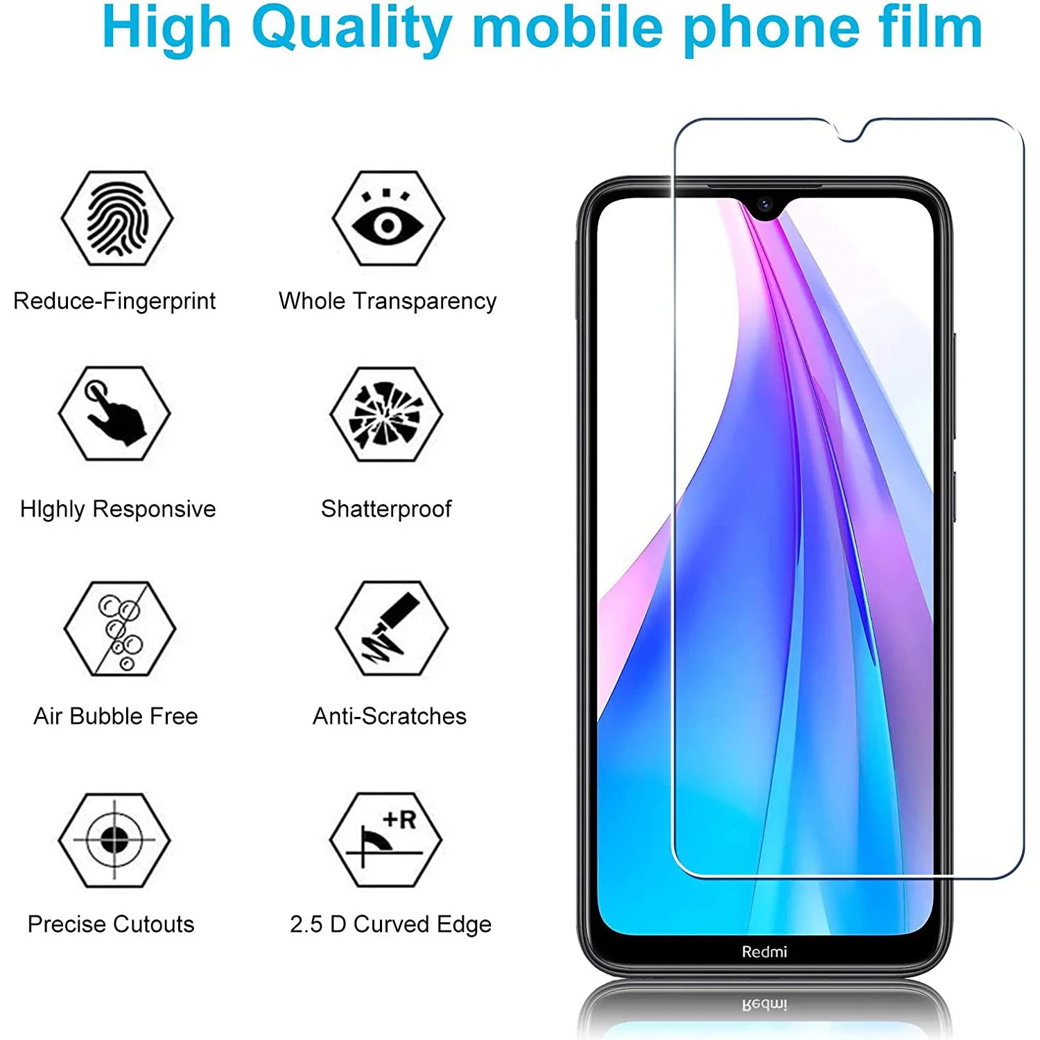 2/4Pcs Screen Protector Glass For Xiaomi Redmi Note 8 Pro 8T 8Pro 2021 Tempered Glass Film