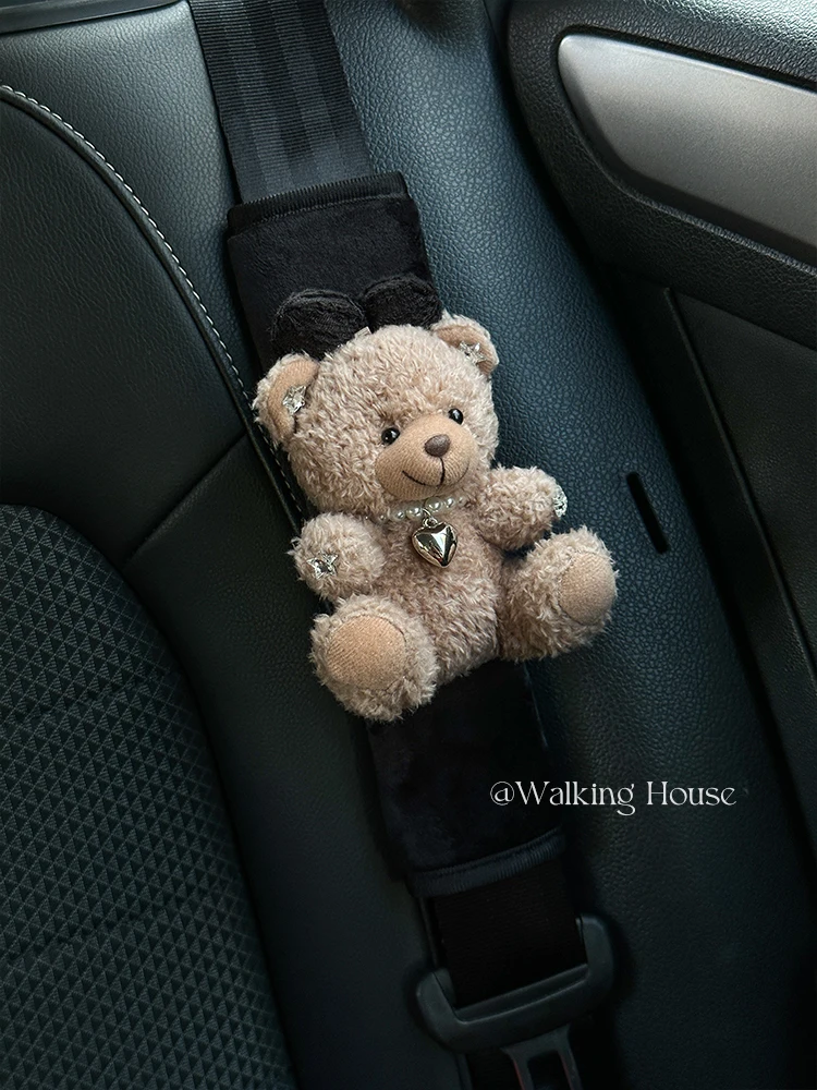 Cartoon Bear Car Seat Belt Cover Car Anti-leakage Protective Car Seat Shoulder Cover Decoration