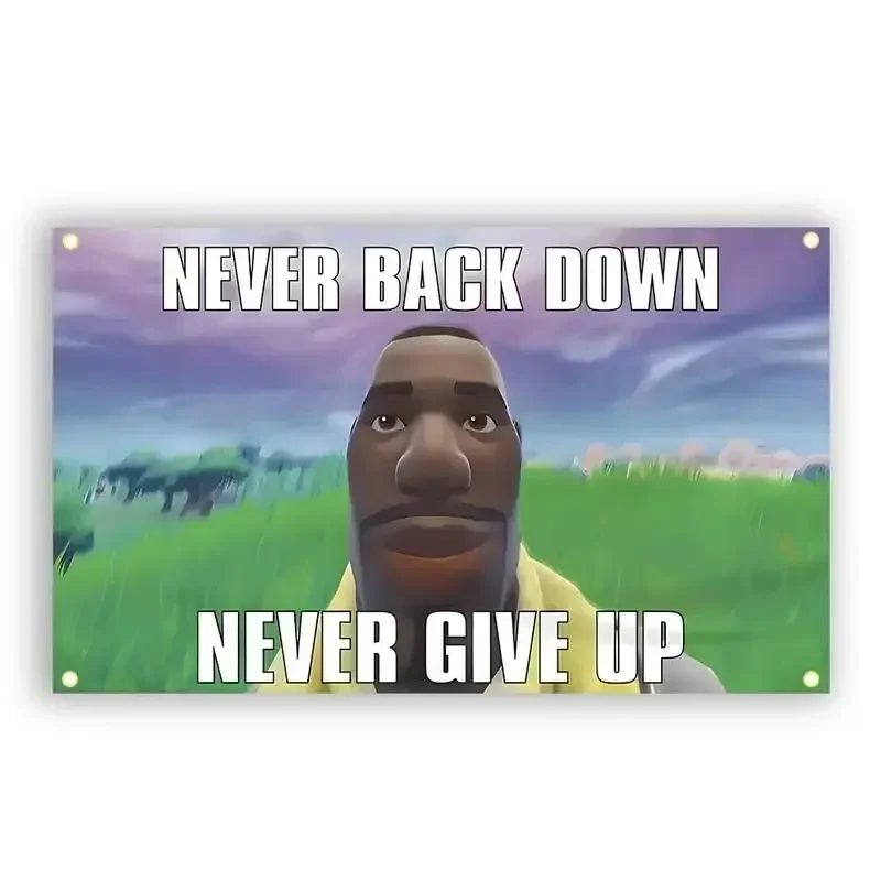 Never Back Down Flag Custom Flags for Bedrooms Barber Shop Wall Art Outdoor Decor Advertising Decorative Home Objects Tapestry