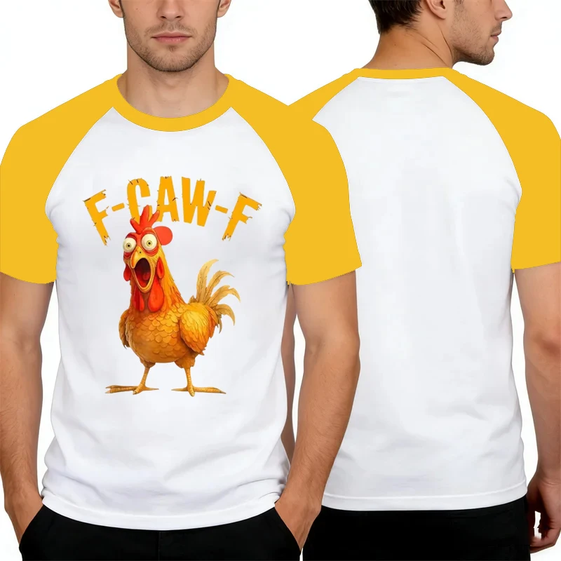 Funny Chick Printed Men's Short Sleeve Tops Leisure Fashion Cartoon Pattern T-shirt For Men Street Daily Hip Hop O-neck Pullover