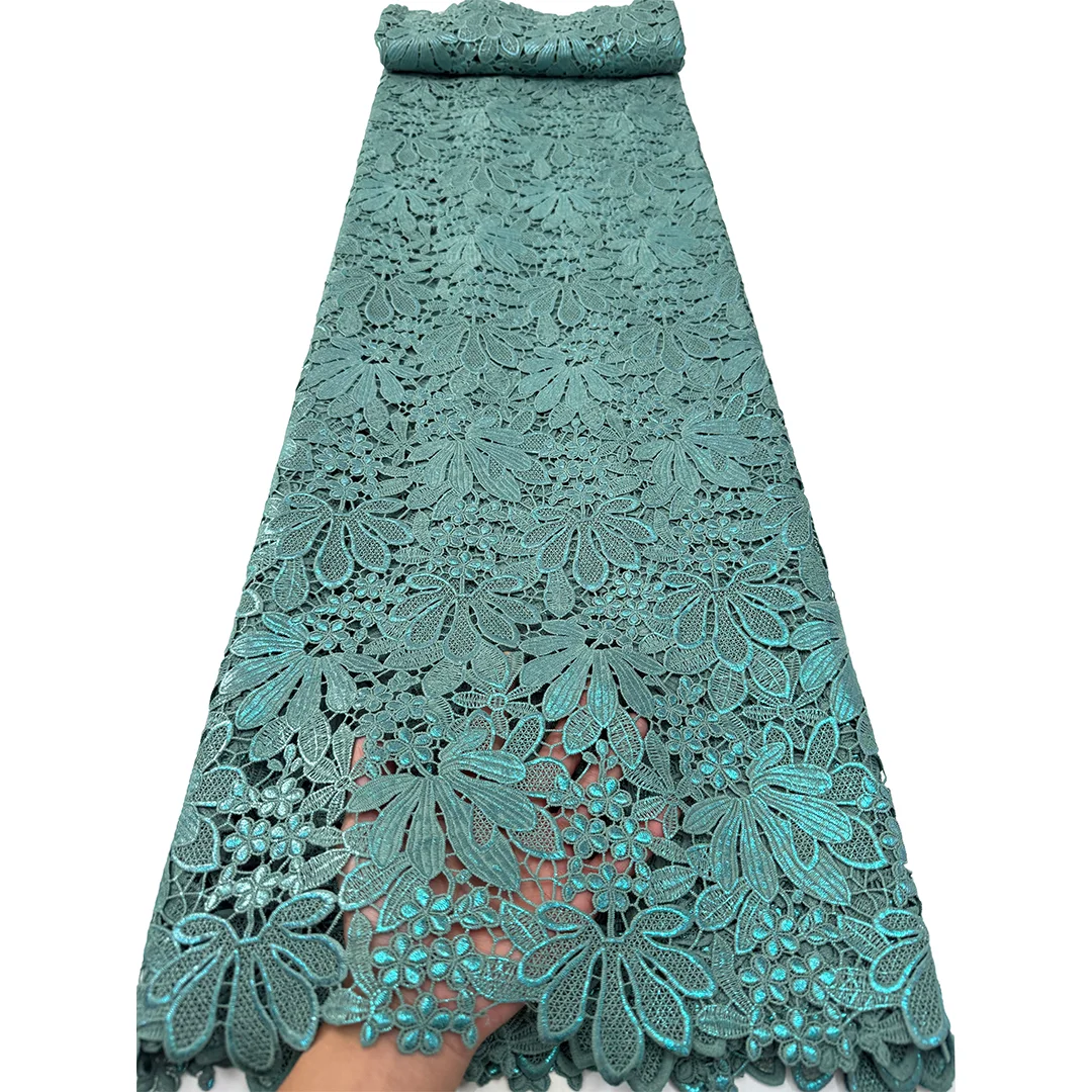 

Hot Selling African Guipure Lace High Quality Embroidered Fabric french cord lace For Wedding Women